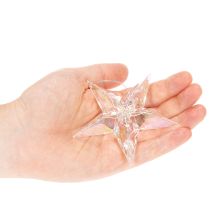 Artikel Decoratieve sterornamenten, iriserend transparant acryl, kerstboomversiering, 9 cm, 6 stuks
