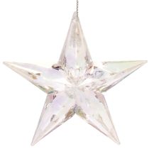Artikel Decoratieve sterornamenten, iriserend transparant acryl, kerstboomversiering, 9 cm, 6 stuks