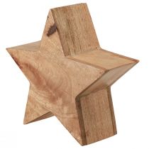 Artikel Ster decoratieve houten tafeldecoratie mangohout voor staand naturel Ø24cm
