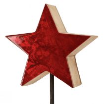Artikel Sterdecoratie naturel rood met staaf op voet 20x9,5x50cm