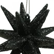 Artikel Kerstdecoratie sterren om op te hangen zwart Ø7.5cm 8st