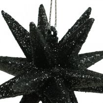 Artikel Kerstdecoratie sterren om op te hangen zwart Ø7,5cm 8 stuks