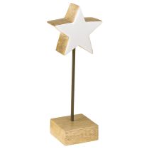 Artikel Houten ster wit houten sterren om neer te zetten H23cm 2 st