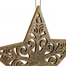 Artikel Ster goud om op te hangen 8cm - 12cm 9 st