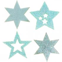 Artikel Decoratieve sterren voor handwerk Mint zelfklevend schuimrubber 4cm 36st