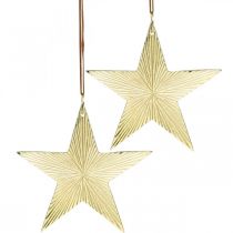 Artikel Gouden ster, adventdecoratie, decohanger voor Kerstmis 12×13cm 2st