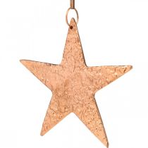 Decoratieve ster om op te hangen, adventsdecoratie, metalen hangers koperkleurig 12 × 13cm 3st