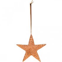 Artikel Decoratieve ster om op te hangen, adventsdecoratie, metalen hangers koperkleurig 12 × 13cm 3st