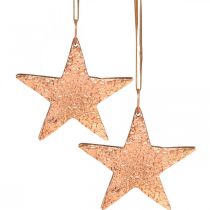 Artikel Koperen ster om op te hangen, kerstboomversiering, metalen hangers 8 × 9cm 2st