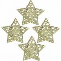 Strooidecoratie sterren, lichtketting bevestiging, kerst, metalen decoratie goud Ø6cm 20 stuks