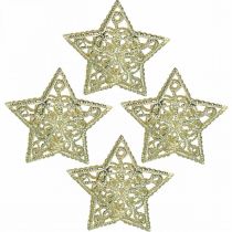 Artikel Strooidecoratie sterren, kerstverlichting opzetstuk, Kerstmis, metalen decoratie goud Ø6cm 20 st