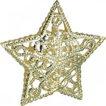 Artikel Strooidecoratie sterren, lichtketting bevestiging, kerst, metalen decoratie goud Ø6cm 20 stuks