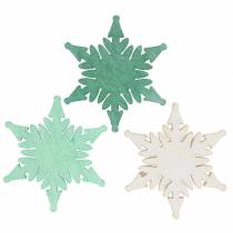 Artikel Strooidecoratie kerstster groen, wit assorti 4cm 72 st