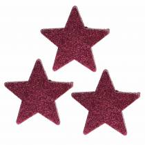 Artikel Verspreide glitterster 6,5 cm roze 36st