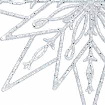 Decoratieve ijsster om op te hangen transparant, glitter 24,5cm 6st