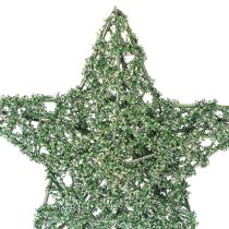 Artikel Decoratieve groene draadsterrenset, twee maten, 10 cm, 12 stuks
