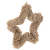 Artikel Hangende decoratieve ster van imitatiebont, 21 cm, 4 stuks