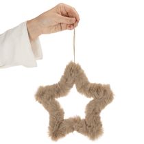 Artikel Hangende decoratieve ster van imitatiebont, 21 cm, 4 stuks