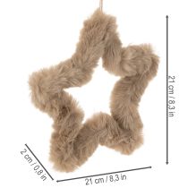 Artikel Hangende decoratieve ster van imitatiebont, 21 cm, 4 stuks