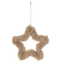 Artikel Hangende decoratieve ster van imitatiebont, 21 cm, 4 stuks