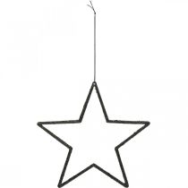Artikel Kerstversiering sterhanger zwart glitter 17,5cm 9 stuks