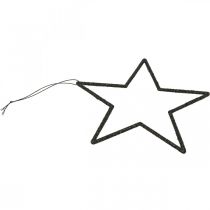 Artikel Kerstversiering sterhanger zwart glitter 17,5cm 9 stuks