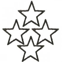 Artikel Strooidecoratie kerststerren zwart glitter Ø4cm 120 st