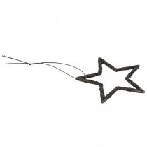 Artikel Kerstdecoratie ster hanger zwart glitter 7.5cm 40st
