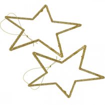 Artikel Kerstdecoratie ster hanger gouden glitter 12cm 12st