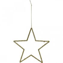 Artikel Kerstdecoratie ster hanger gouden glitter 17,5cm 9st