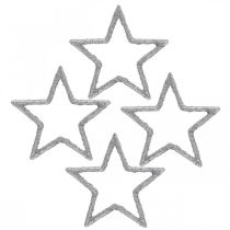 Artikel Strooidecoratie kerststerren zilver glitter Ø4cm 120 st