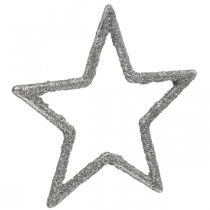 Artikel Strooidecoratie kerststerren zilver glitter Ø4cm 120 st