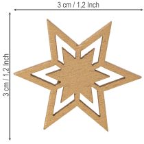 Artikel Diverse houten sterretjes als decoratie voor tafel en knutselprojecten, 3 cm, 72 stuks