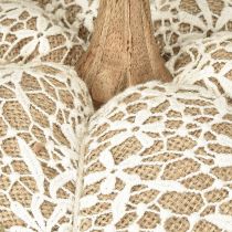 Artikel Stoffen pompoendecoratie jute kant wit/beige vintage decoratie Ø18cm