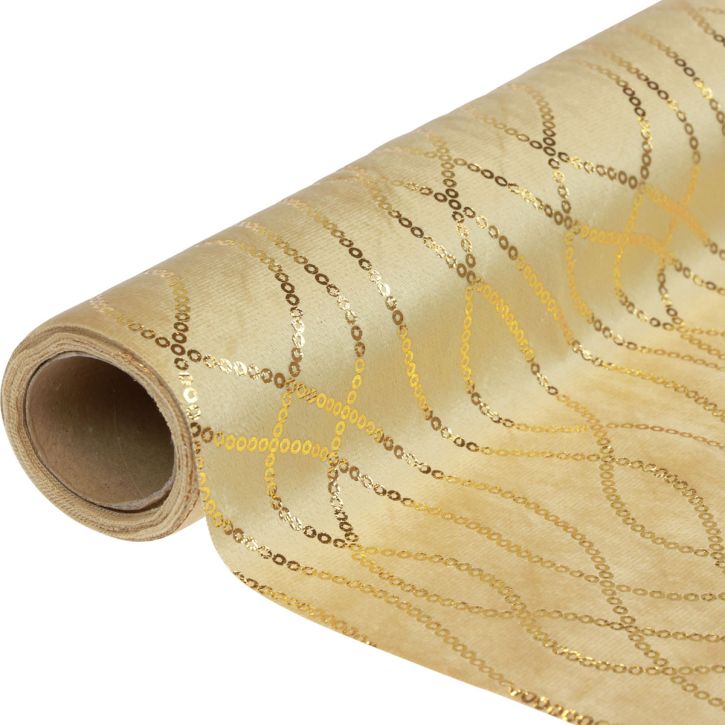 Artikel Tafelloper beige gouden kettingen tafelloper fluweel 28×270cm