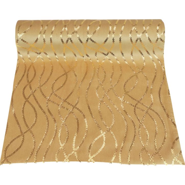 Artikel Tafelloper beige gouden kettingen tafelloper fluweel 28×270cm