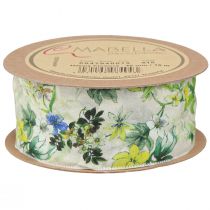Artikel Stoffen lint met bloemen decoratief lint groen blauw geel 40mm 15m