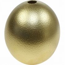 Artikel Struisvogelei decoratie uitgeblazen Paasdecoratie goud Ø12cm H14cm