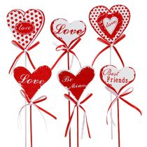 Artikel Hartvormige boeketstekkers, Valentijnsdag, bloemdecoratie H6cm 6st