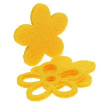 Verspreide decoratie vilt bloem geel assorti 4cm 72st