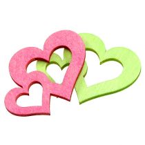 Artikel Strooi houten harten assorti. 4cm 72 stuks