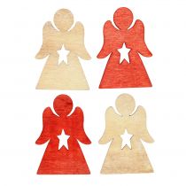Artikel Kerstkinderen gemaakt van hout voor het verstrooien van rood, natuurlijk 4cm 72p