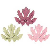 Artikel Strooidecoratie hout herfstbladeren tafeldecoratie paars roze groen 4cm 72 st