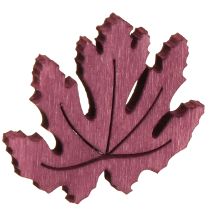 Artikel Strooidecoratie hout herfstbladeren tafeldecoratie paars roze groen 4cm 72 st