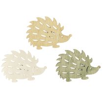 Artikel Strooidecoratie houten egeldecoratie groen bruin wit 4x3cm 72 st