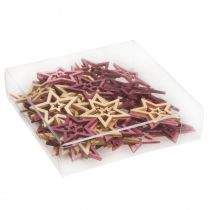 Artikel Strooidecoratie houten sterren in bessenroze naturel Ø4cm 72 st