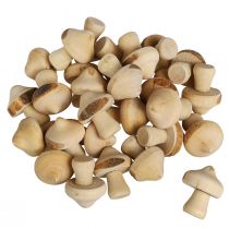 Artikel Strooidecoratie mini paddestoelen houten decoratie naturel met schors Ø2cm 36 st