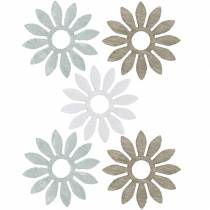 decoratie om te strooien bloem bruin, lichtgrijs, witte houten bloemen om 144p te verspreiden