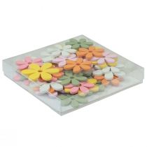 Artikel Strooidecoratie hout bloemen gekleurde tafeldecoratie Ø3-4cm 48 st