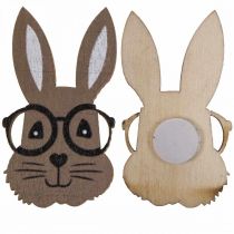 Artikel Strooidecoratie houten konijn met glazen bruin wit 2,5×4,5cm 48 st